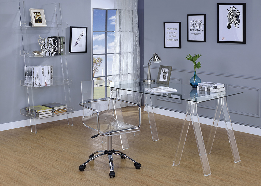 Clear Acrylic Sawhorse Writing Desk Caravana Furniture