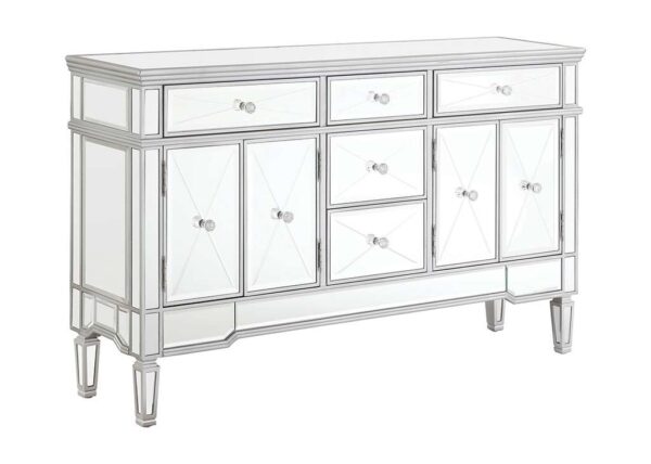 5-Drawer Silver Mirrored Accent Cabinet