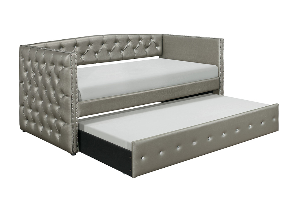 Silver Glam Daybed w/ Trundle