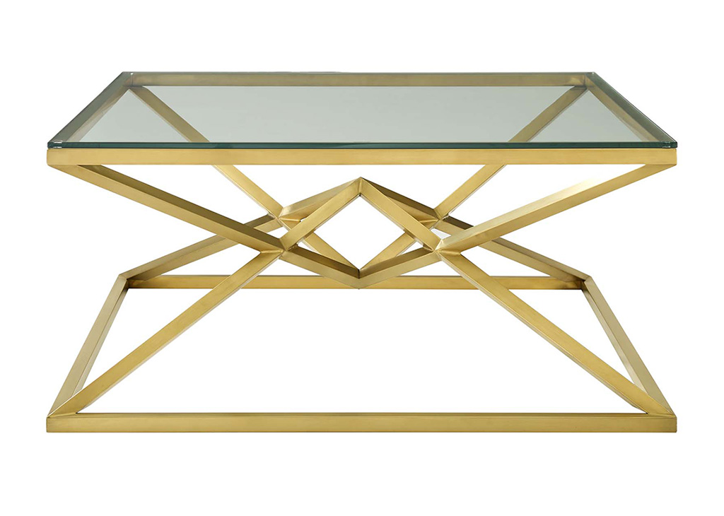 Gold Geometric Glass Coffee Table