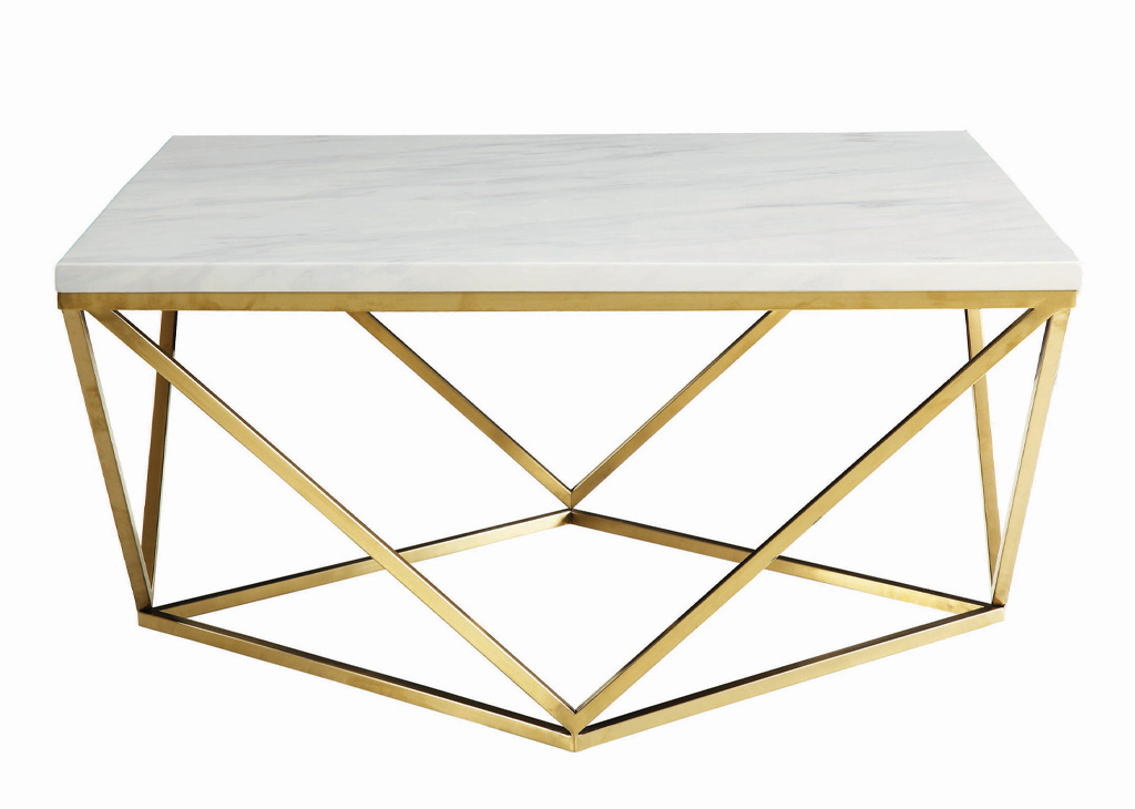 White Marble & Gold Coffee Table
