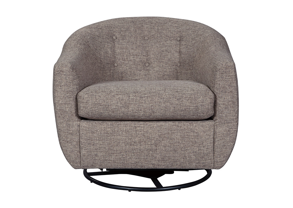 Taupe Button Tufted Swivel Glider Accent Chair