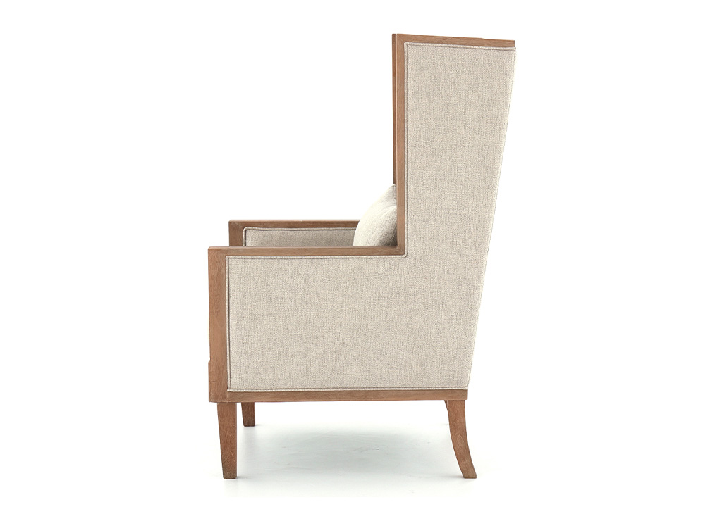 Transitional Beige Wingback Accent Chair