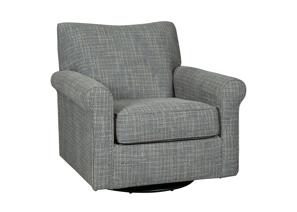 Transitional Blue Swivel Glider Accent Chair