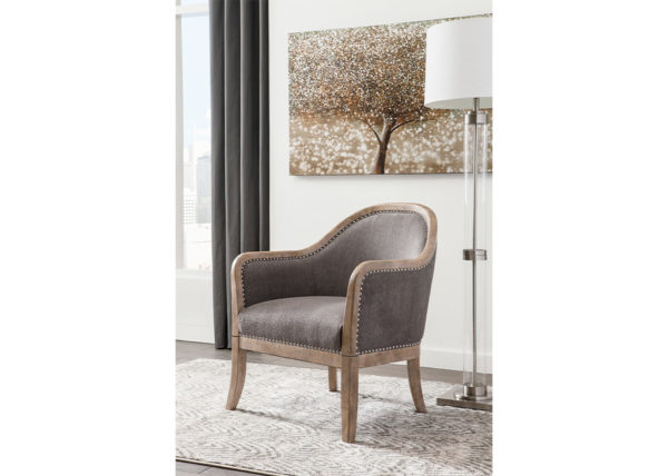 Transitional Brown Nailhead Accent Chair