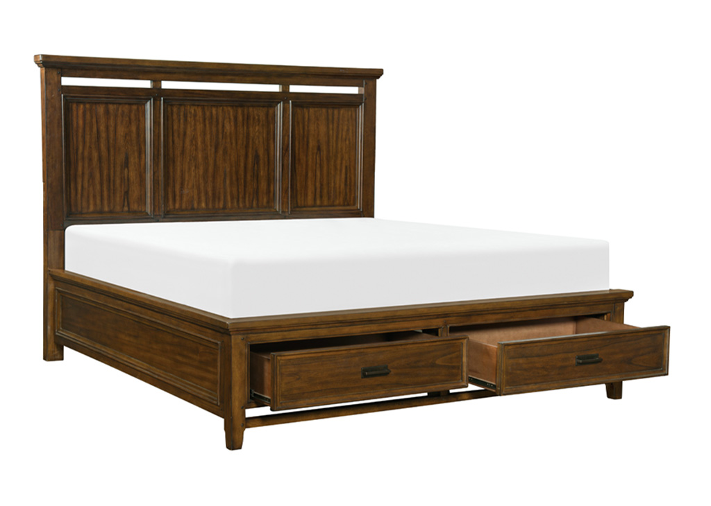 Transitional Brown Cherry Queen 5 PC Bedroom Set