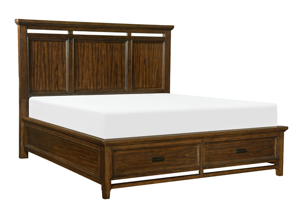 Transitional Brown Cherry Queen 5 PC Bedroom Set