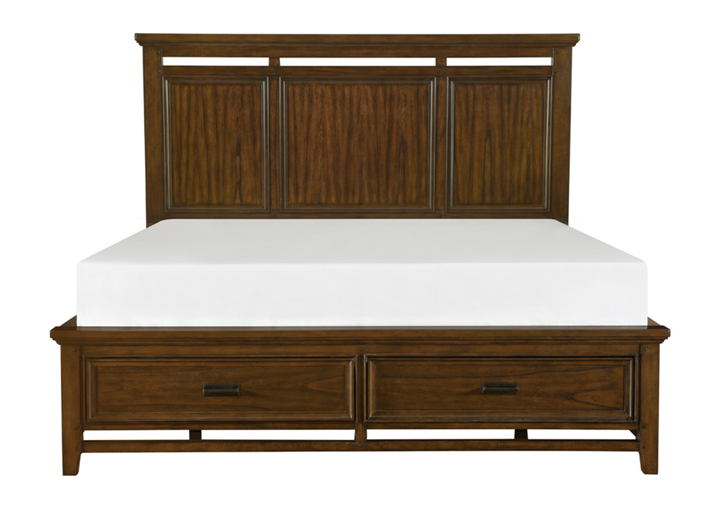 Transitional Brown Cherry Queen 5 PC Bedroom Set