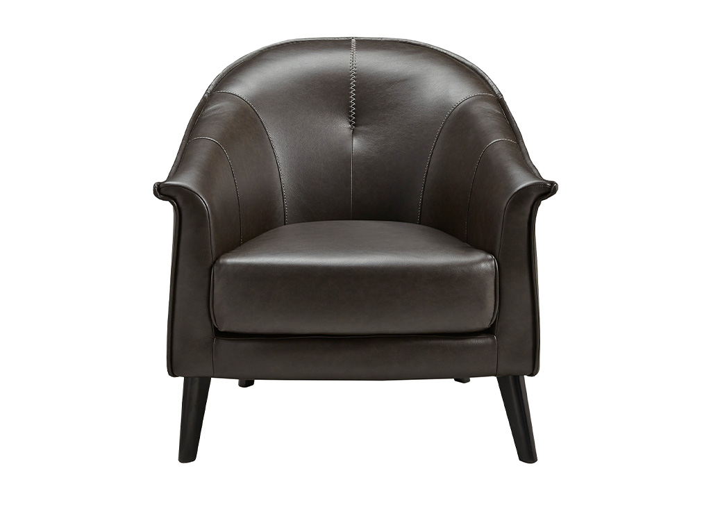 Transitional Dark Brown Faux Leather Accent Chair