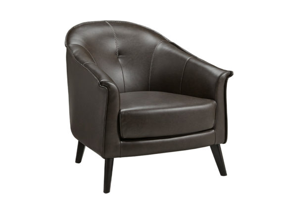 Transitional Dark Brown Faux Leather Accent Chair