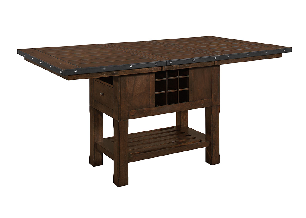 Transitional Dark Brown & Metal Counter Height Table
