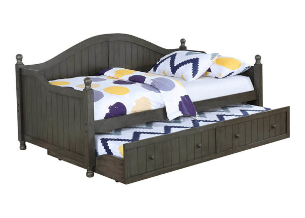 Transitional Gray Finish Daybed w/ Pull-out Trundle