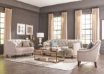 Transitional Gray Linen-Like Tufted Accent Chair