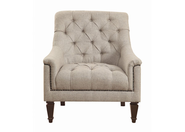 Transitional Beige Linen-Like Tufted Accent Chair