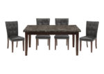 Transitional Black Marble & Faux Leather 5 PC Dining Set