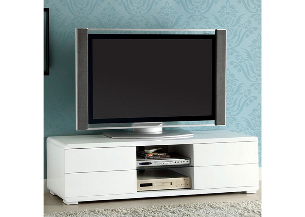 Modern High Gloss TV Stand in White