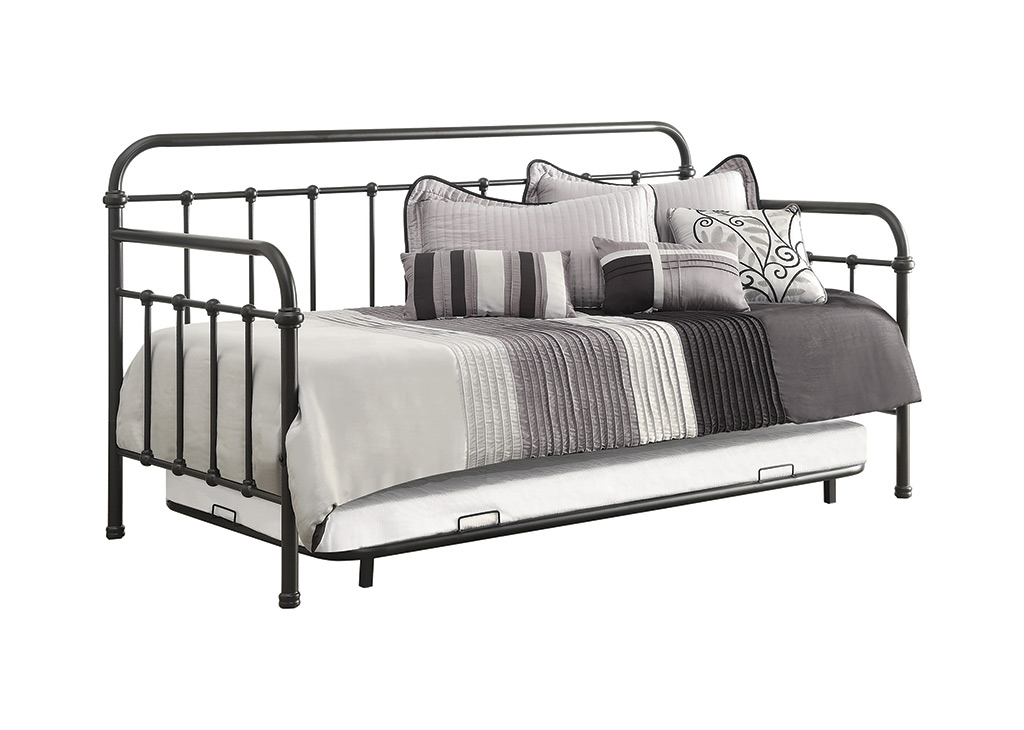 Twin Black Metal Daybed w/ Trundle