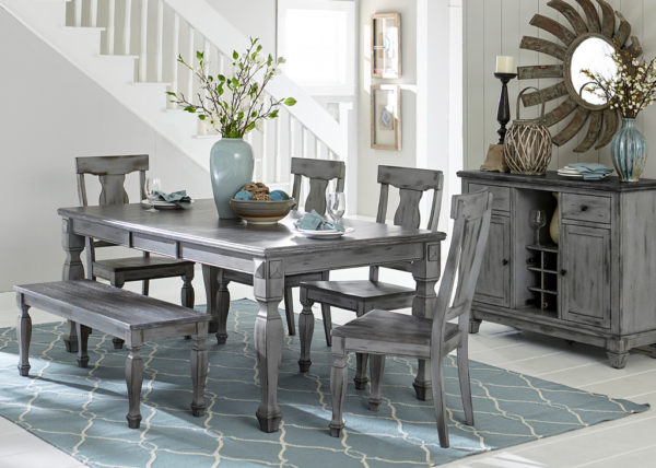 Weathered Gray Farmhouse Style 6 PC Dining Set