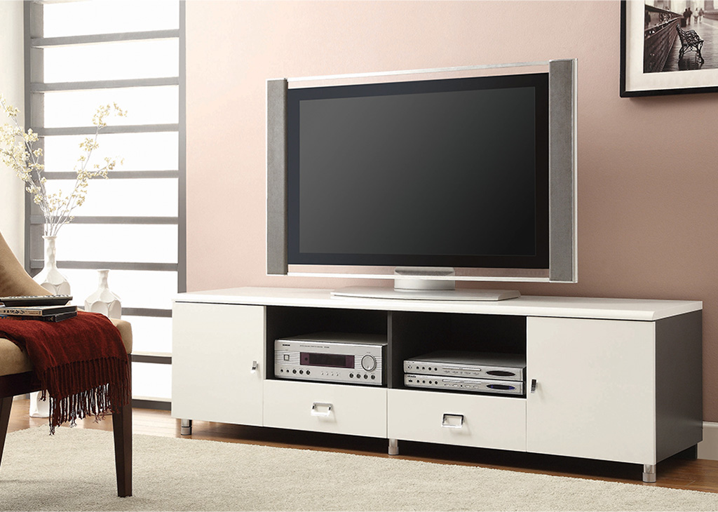 Glossy White & Gray TV Stand