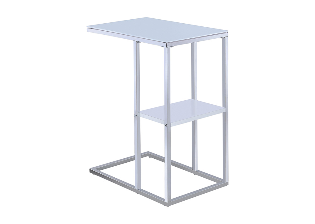 Contemporary Chrome & White Accent Table