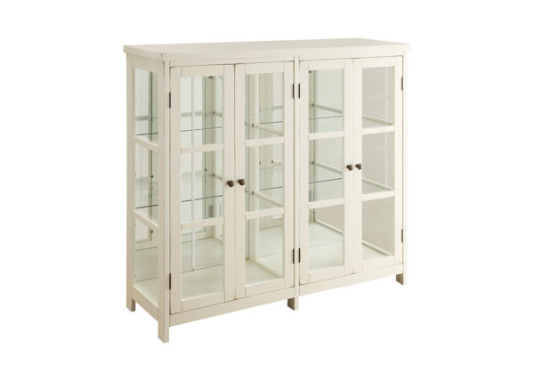 White Wood & Glass Accent Cabinet