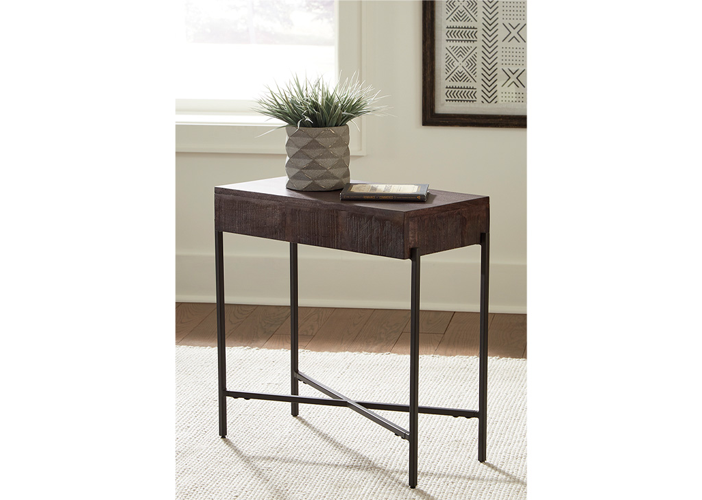 Brown-Gray Wood & Metal Accent Table