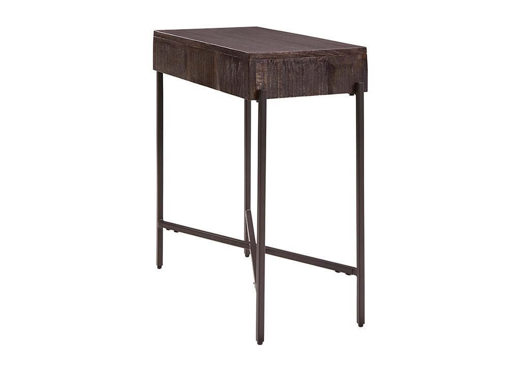 Brown-Gray Wood & Metal Accent Table
