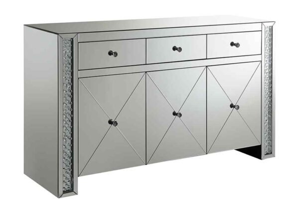 3-Drawer Mirror & Crystal Accent Cabinet