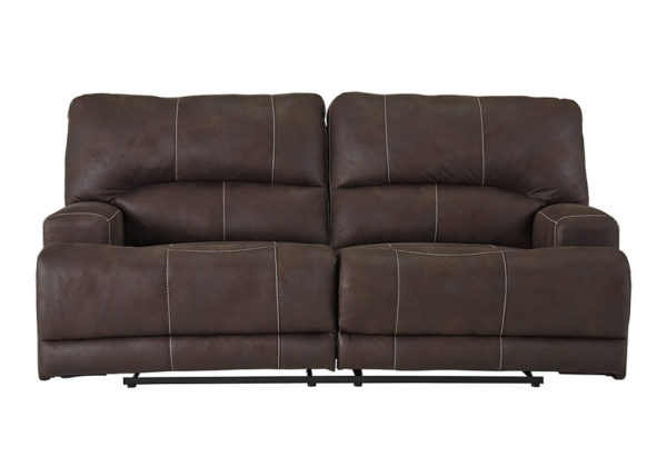 Brown Power Recliner Sofa w/ Contrast Stitching