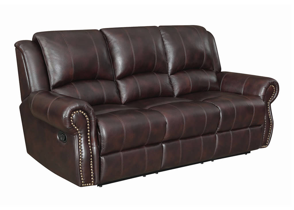 Burgundy Leather-Match Motion Sofa
