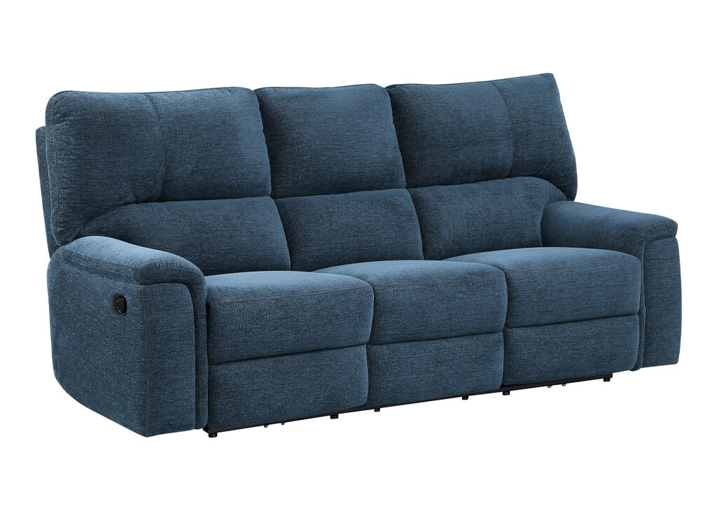 Chenille Recliner Sofa in Indigo