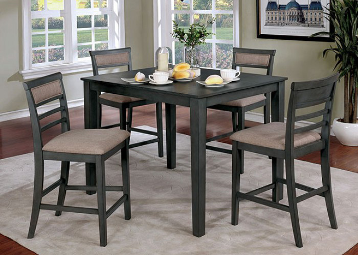 Transitional Weathered Gray 5 PC Counter Height Set
