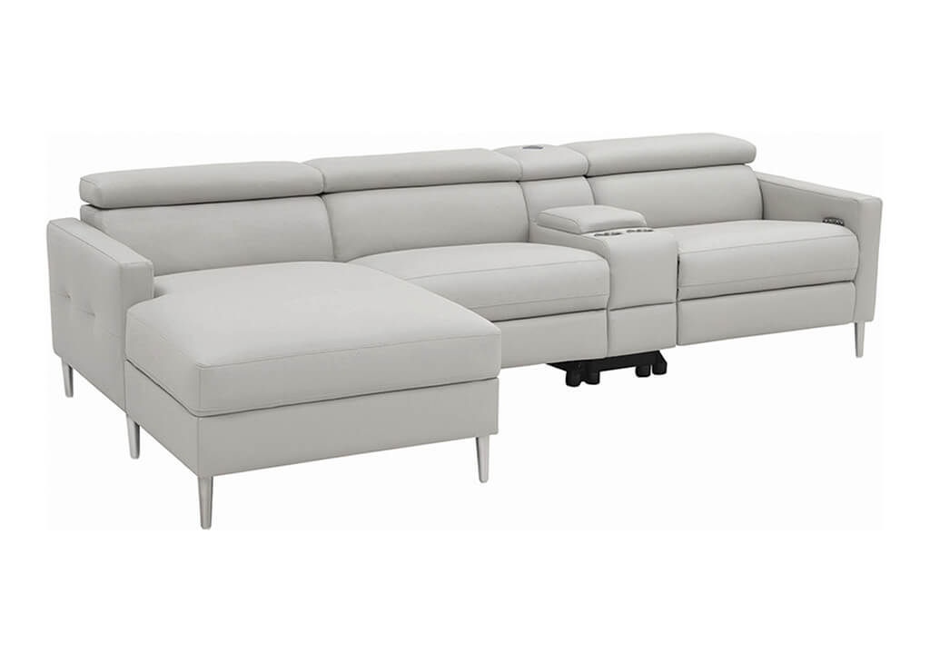 Contemporary Light Gray Power Sectional