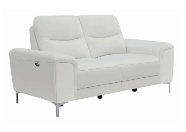 Contemporary Upholstered Power Recliner Loveseat in White
