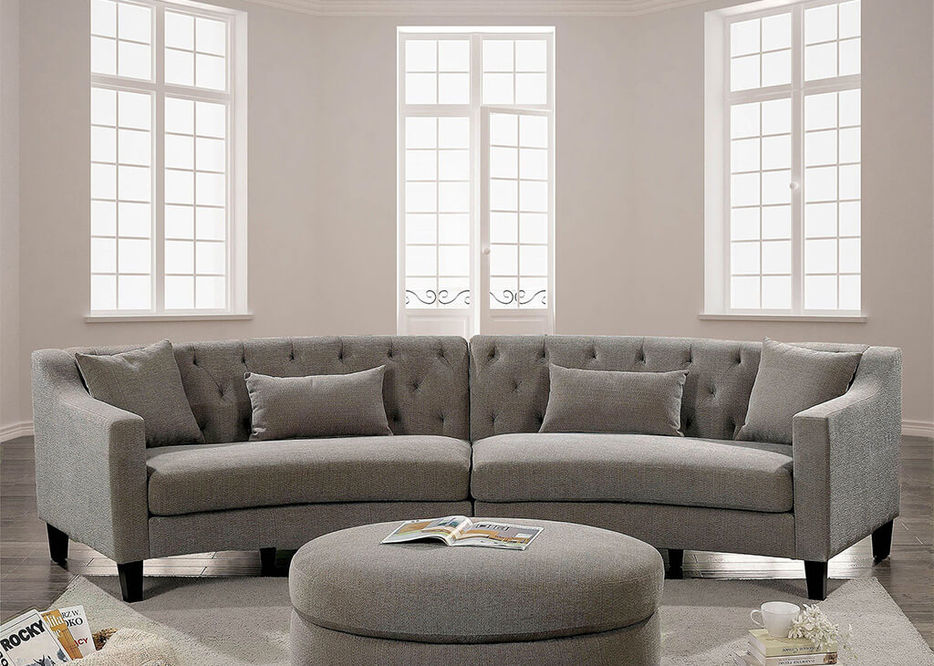 Curved Brown-Gray Sectional