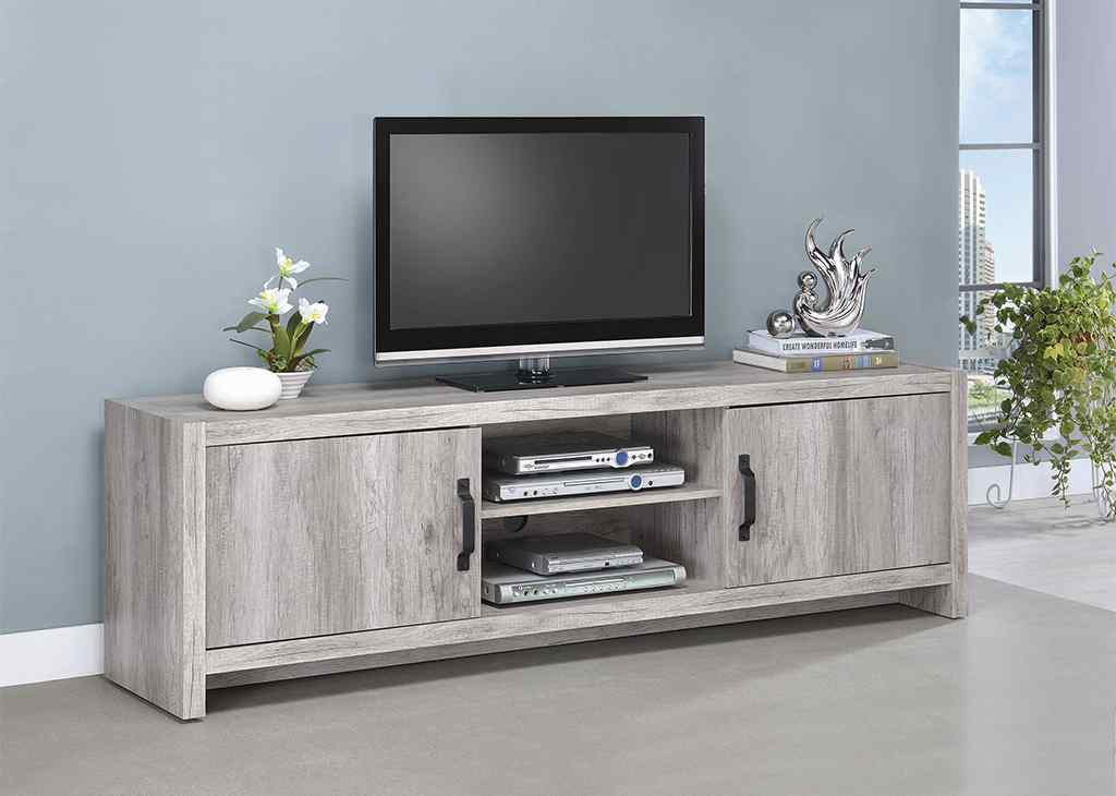 2-Door Gray Driftwood TV Stand