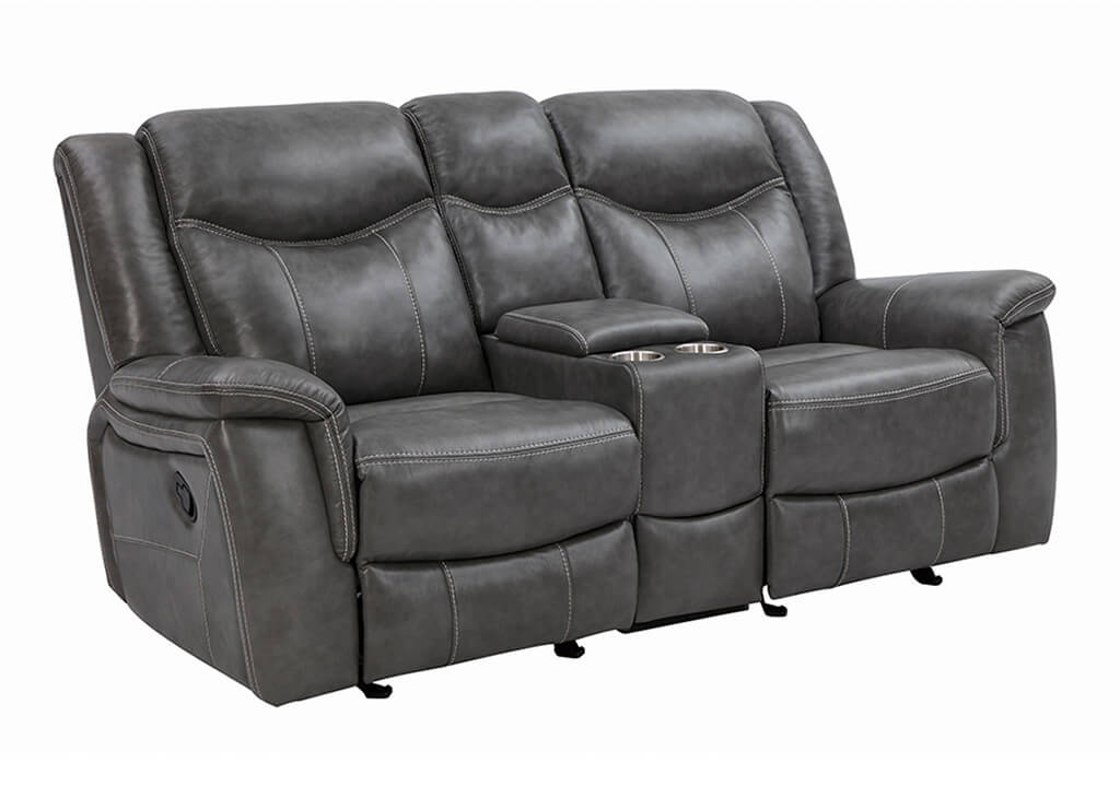 Gray Faux Leather Recliner Loveseat