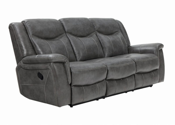 Gray Faux Leather Recliner Sofa