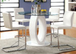 High Gloss O-Shaped Base 5 PC Counter Height Set in White