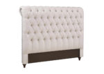 King Rolled-Top Button Tufted Upholstered Headboard in Beige