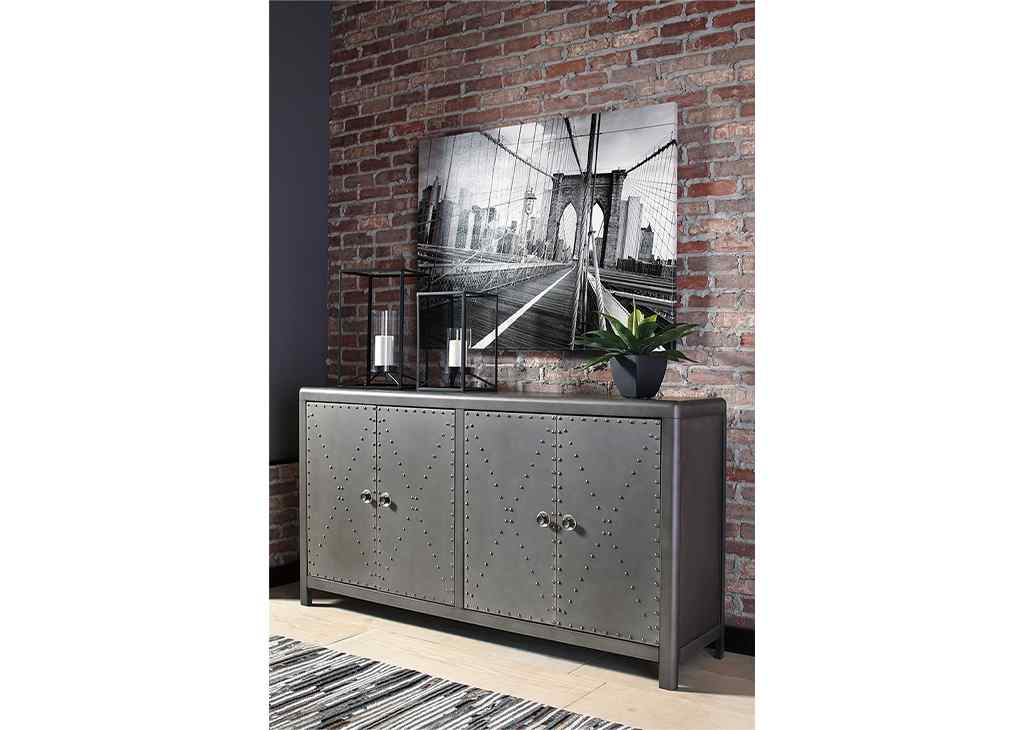 4-Door Industrial Gunmetal Accent Cabinet