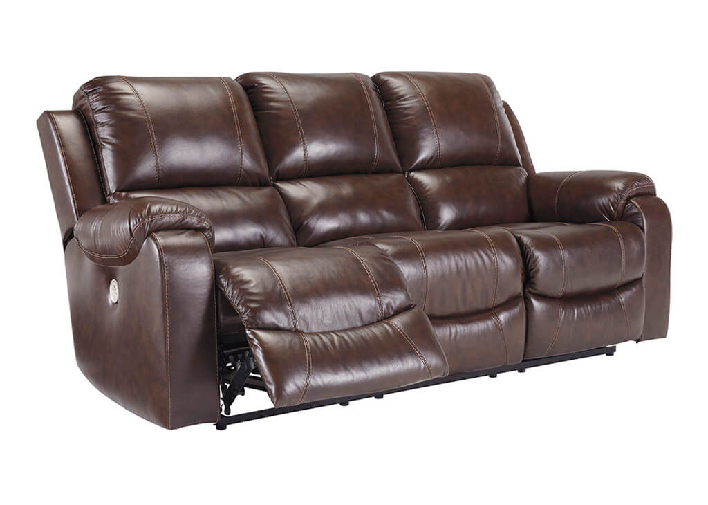 Mahogany Leather-Match Sofa Recliner