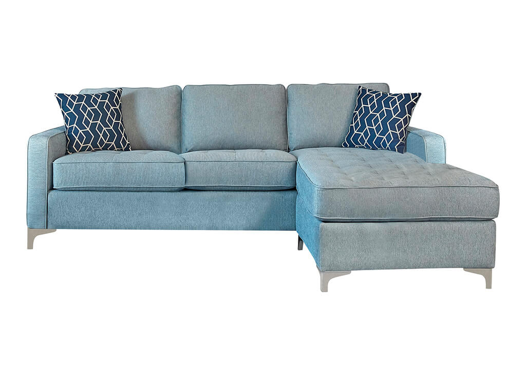 Modern Baby Blue Sectional w/ Reversible Chaise