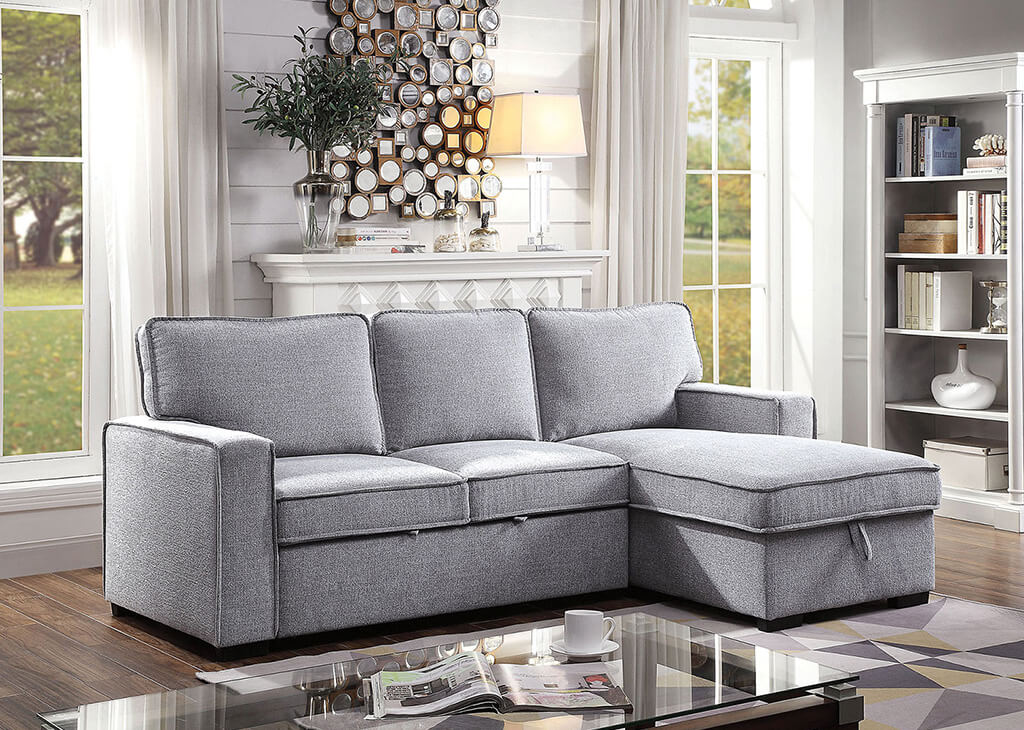 Modern Gray Sleeper Sectional w/ Right Chaise
