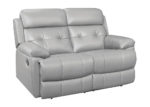 Modern Leather Match Recliner Loveseat in Silver