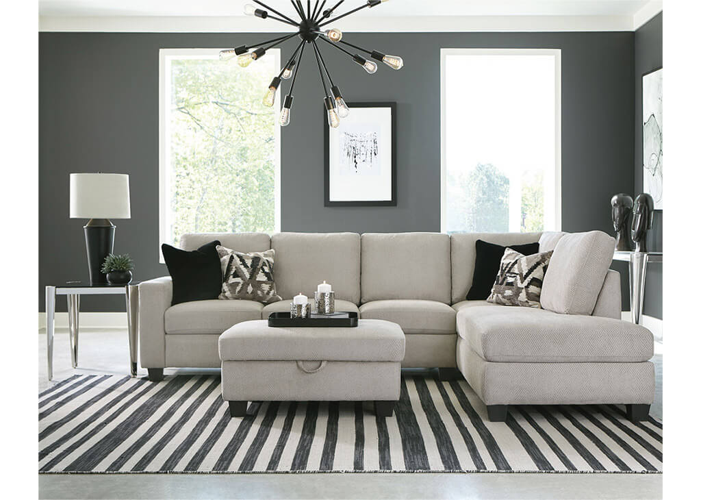 Modern Light Gray Sectional w/ Right Chaise