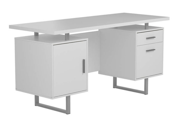 Modern Metal & Wood Storage Office Desk in White