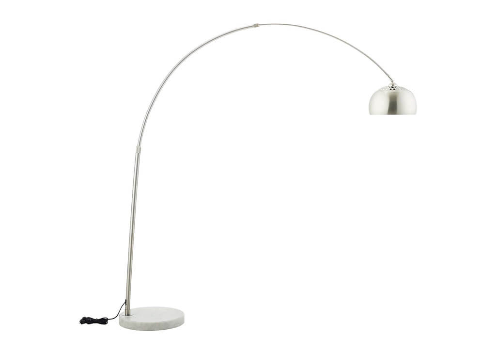 Round Marble Base Floor Lamp in White