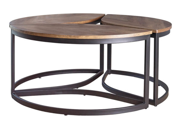 Round Modular Walnut Coffee Table