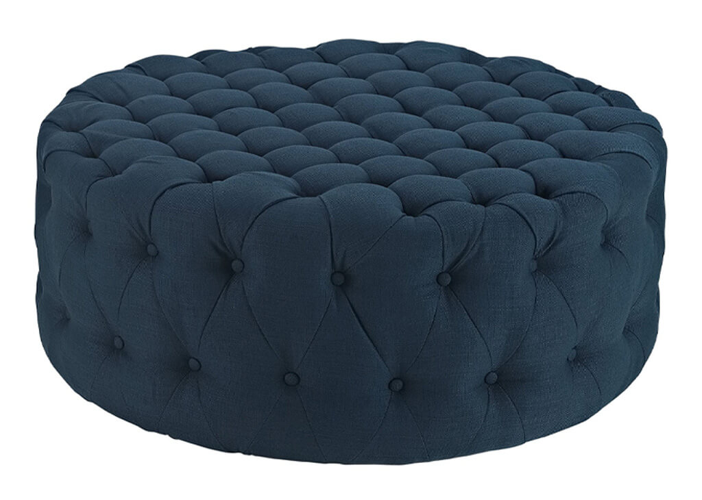 Round Upholstered Tufted Ottoman